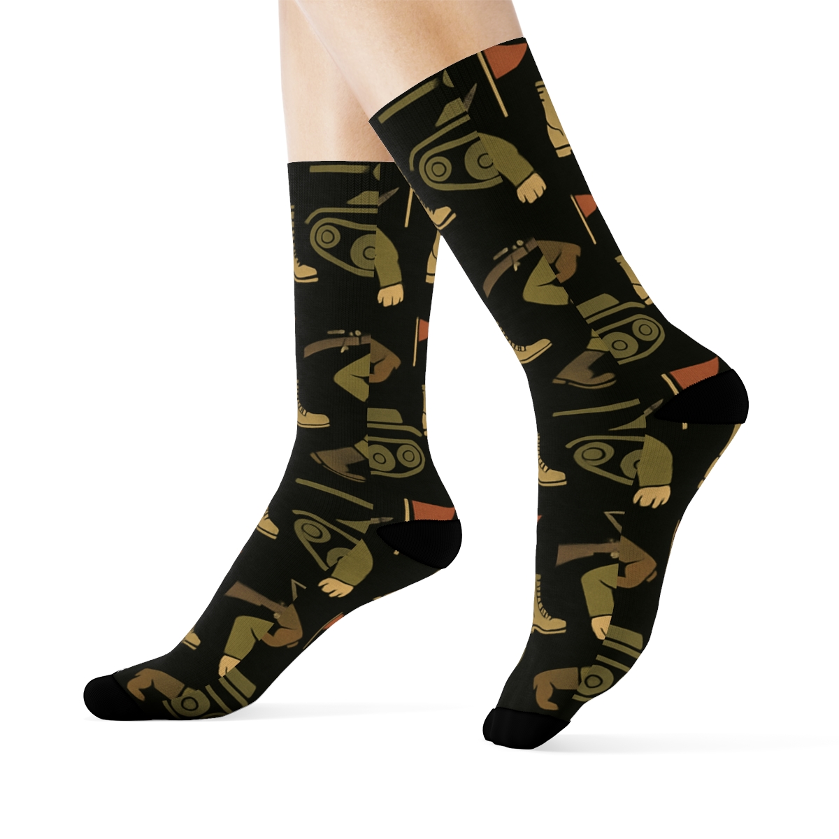 Vintage Parade Poster Pattern, Marching Soldier designer printed crew socks
