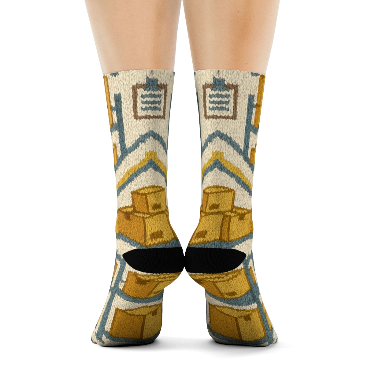 Knitted Warehouse Worker Chevron Bands comfortable cotton crew socks