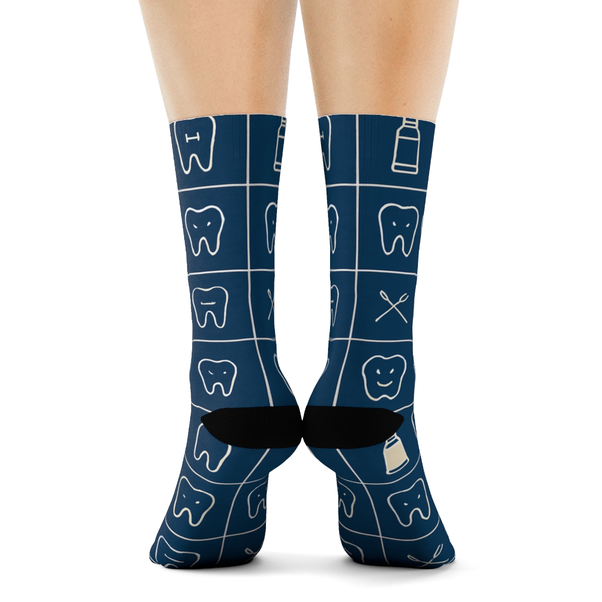 Tooth Silhouette Grid For Dentist personalized crew socks