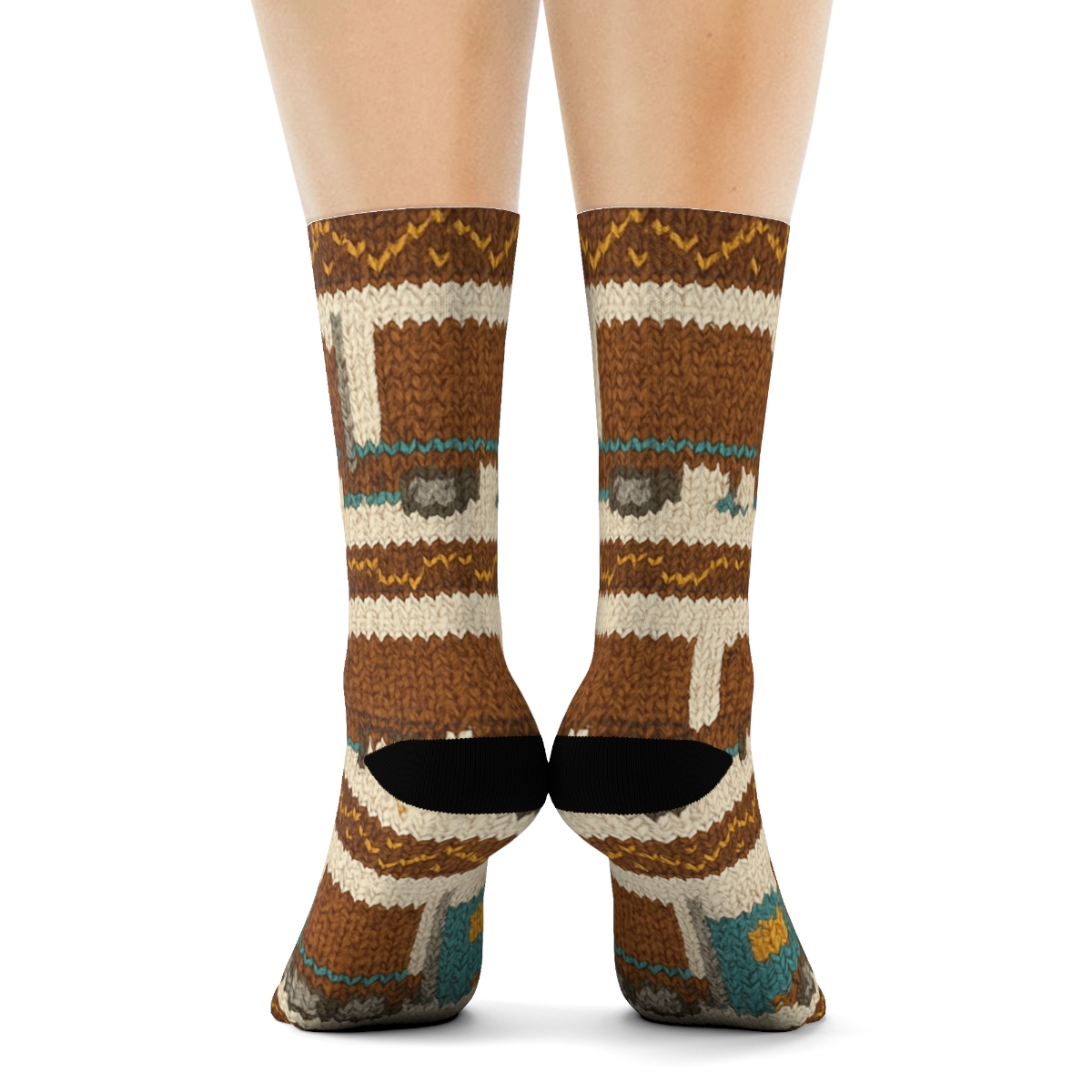 Knitted Pattern Illusion Of Big Rigs Truck Driver comfortable cotton crew socks