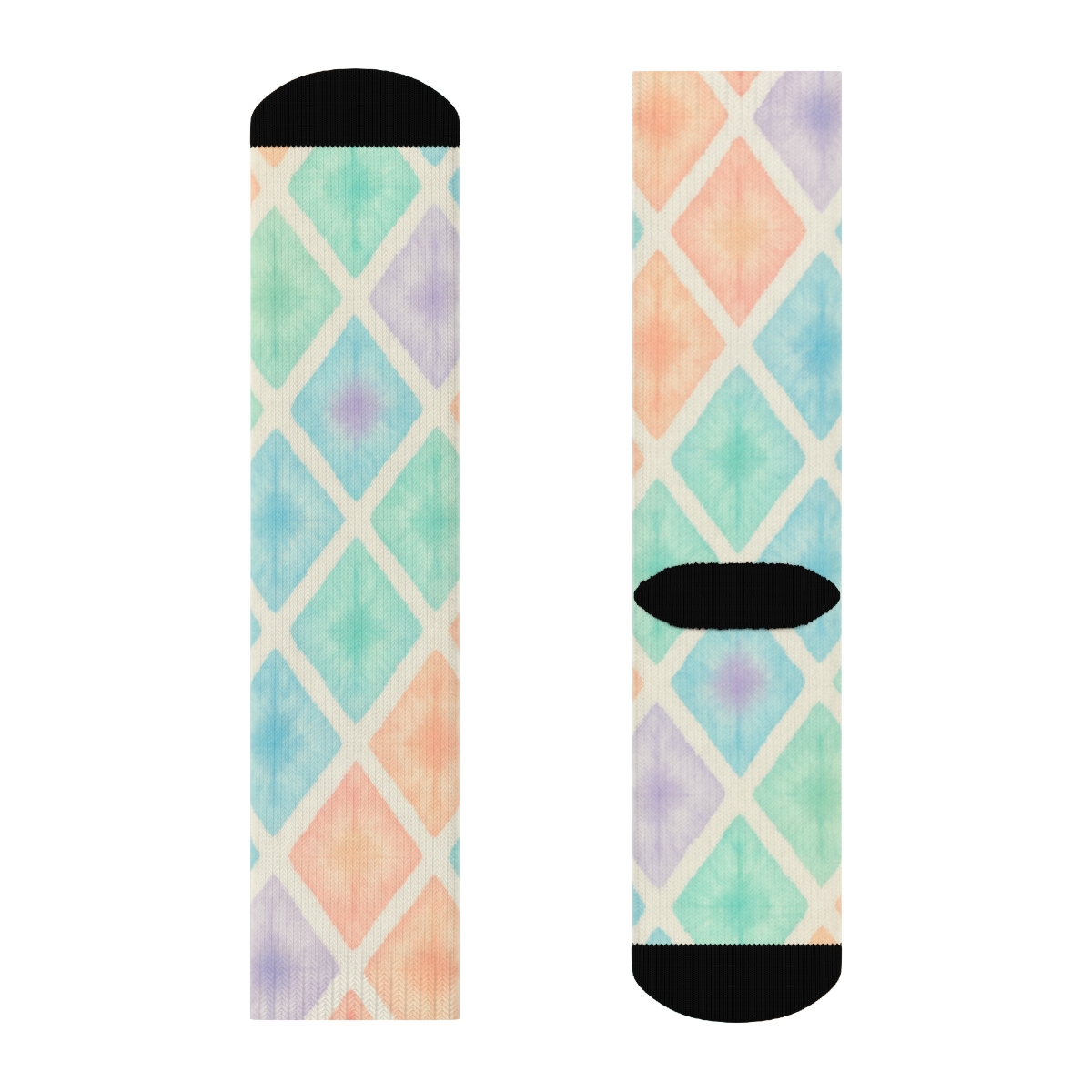 Pastel Shibori Diamond Lattice On White stylish athletic crew socks