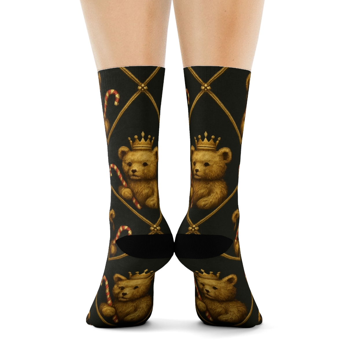 Golden Bear Ornament Lattice personalized crew socks