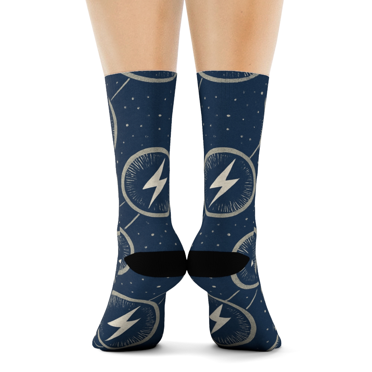 Radial Arc Poster Tessellation In Indigo Silver trendy patterned crew socks