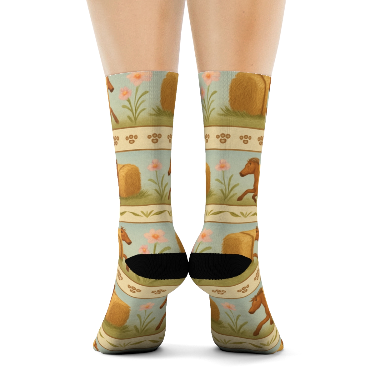 Wildflower Band Wrap Pattern With Pony stylish athletic crew socks