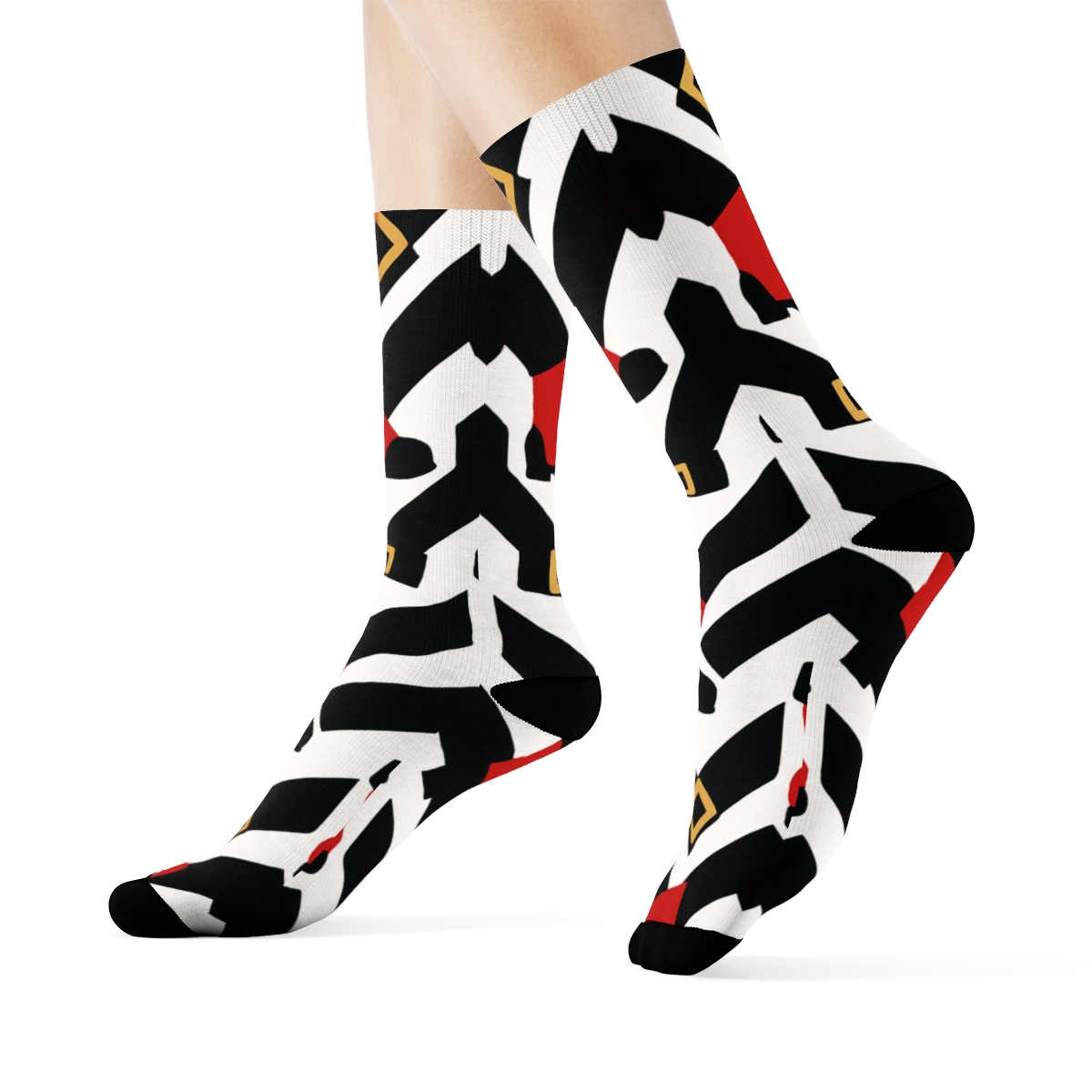 Santa Boot Chevron Pattern With Santa premium sports crew socks