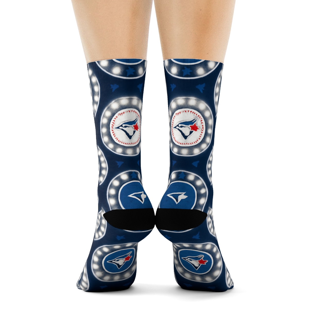 Stadium Halo Lights In Blue Jays Rhythm stylish athletic crew socksStadium Halo Lights in Blue Jays Rhythm Crew Socks - Image 4