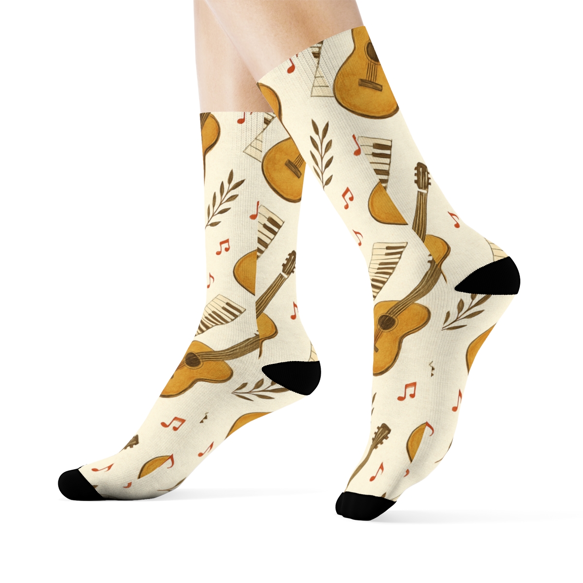 Botanical Chic Musician Notebook Pattern premium sports crew socks