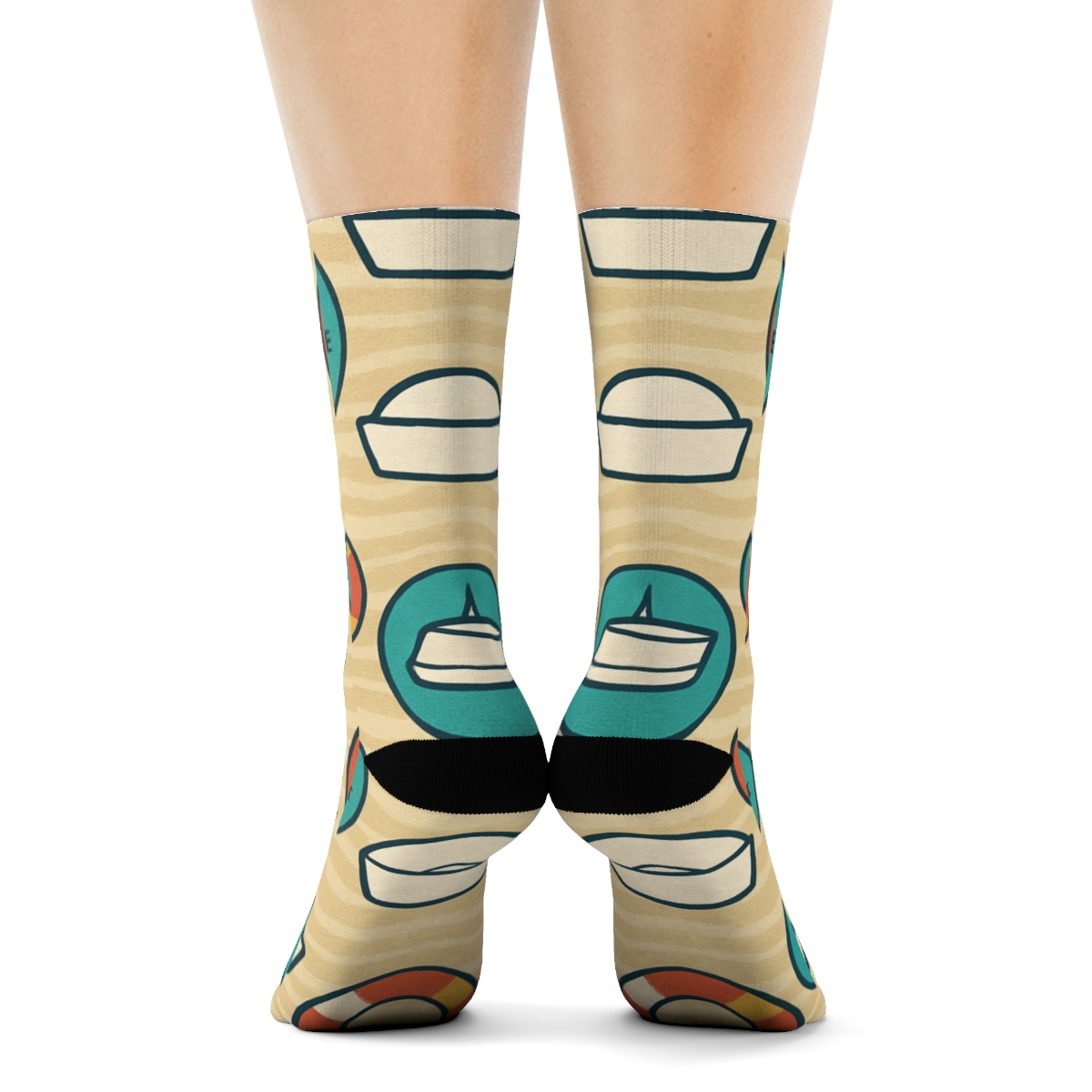 Compass Medallions With Sailor Hat Scatter personalized crew socks