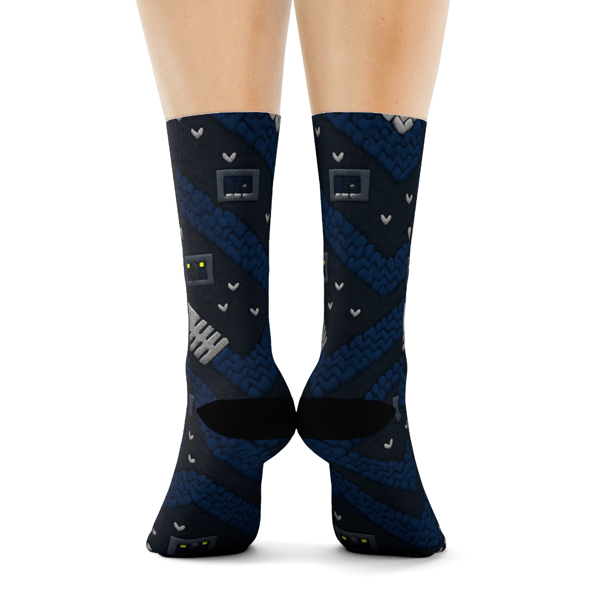 Network Administrator Cable Chevron Knit Illusion soft everyday crew socks