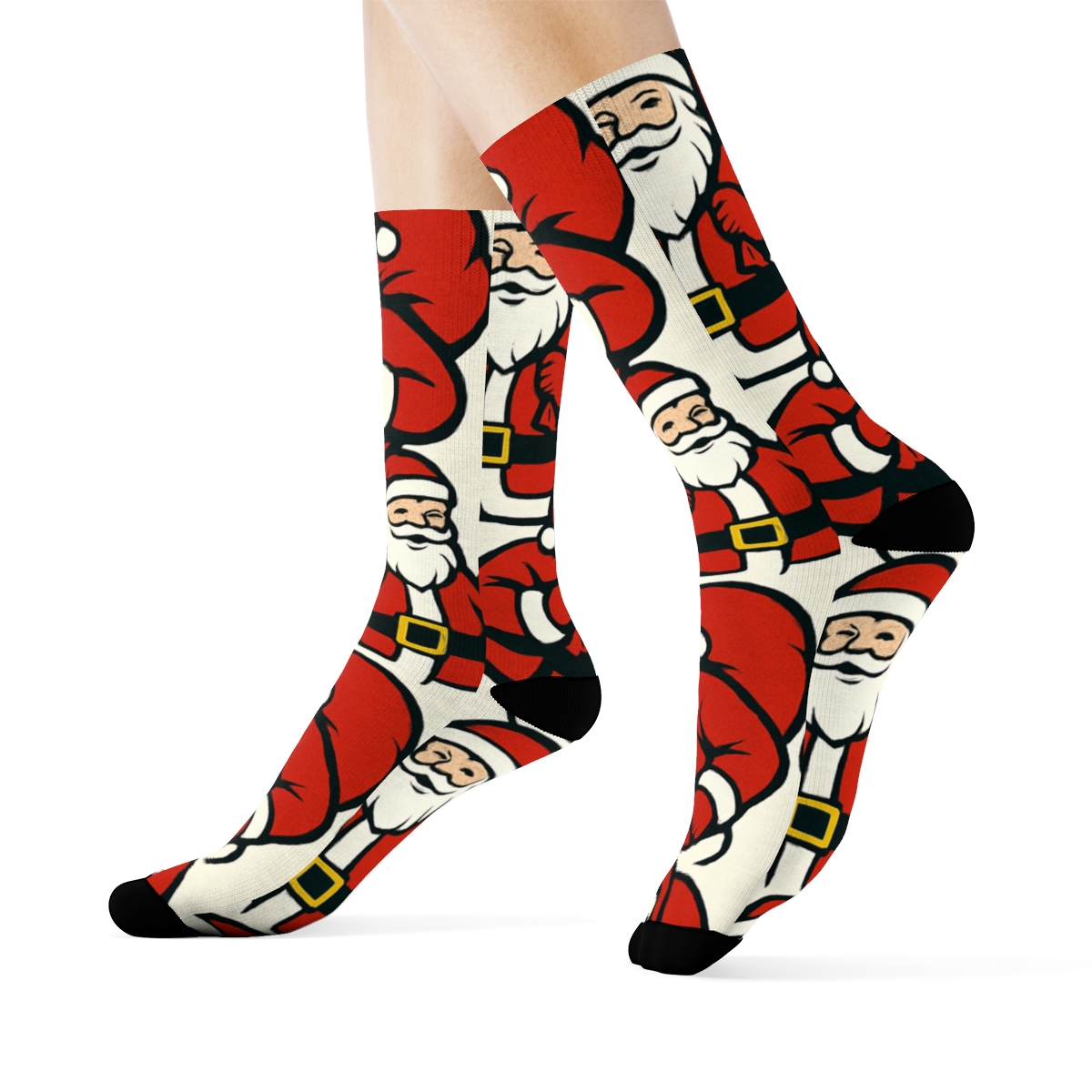 Pop Art Santa Collage Tilework stylish athletic crew socks