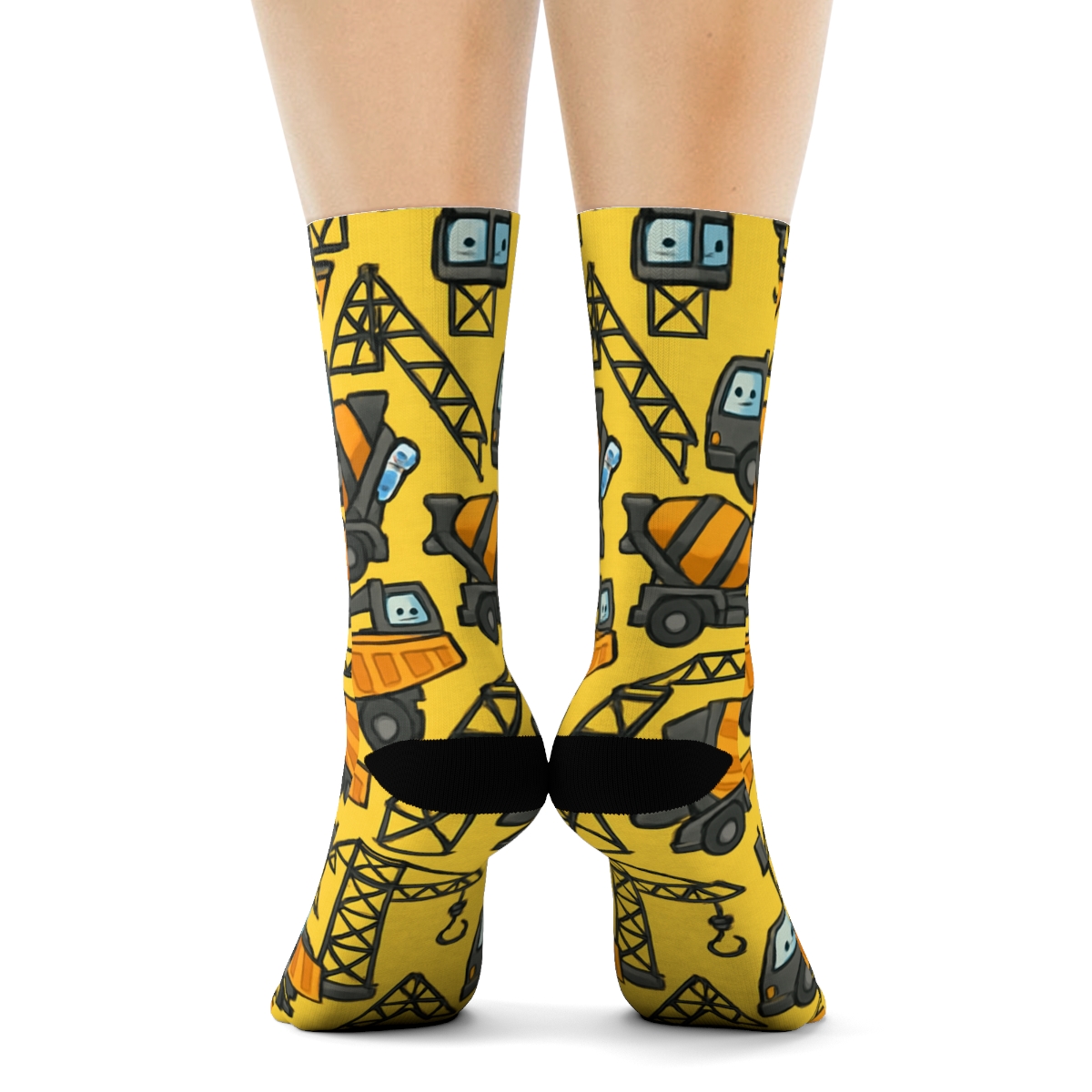Civil Engineer Crane Tessellation In Construction Yellow unique graphic crew socks