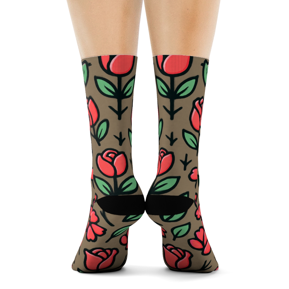 Rosebud Chevron With Valentines Rose Accent custom crew socksRosebud Chevron with Valentines Rose Accent Crew Socks - Image 4