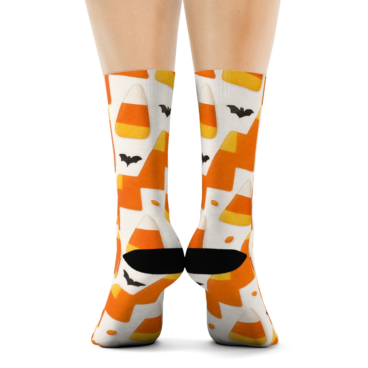 Orange Candy Corn Stair Step Tessellation On White Background unique graphic crew socks