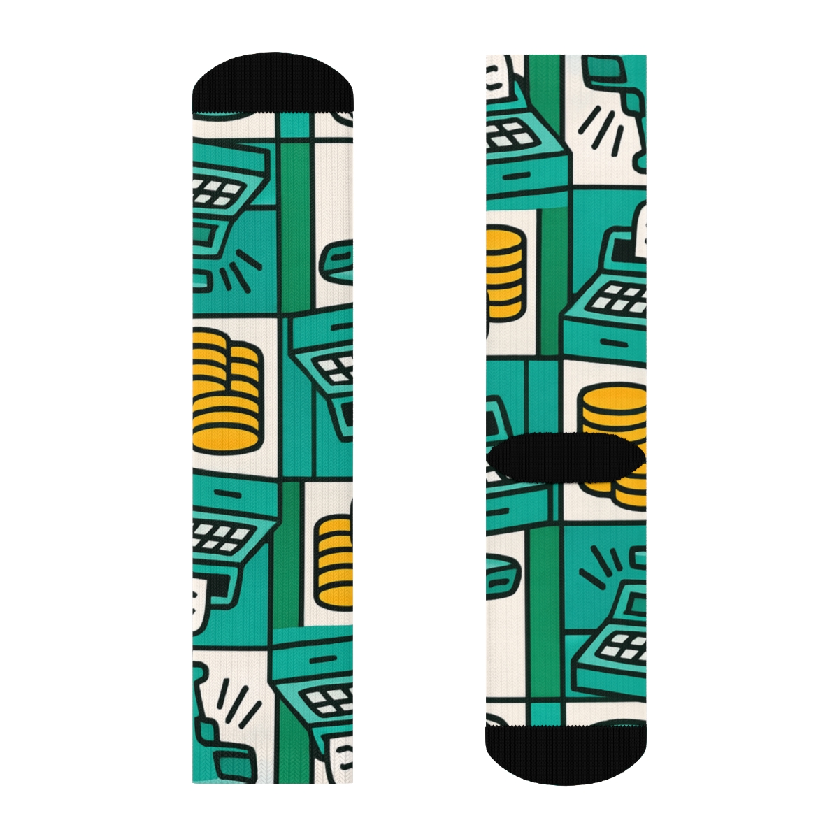 Retail Ribbon Grid With Cashier Icons premium sports crew socks