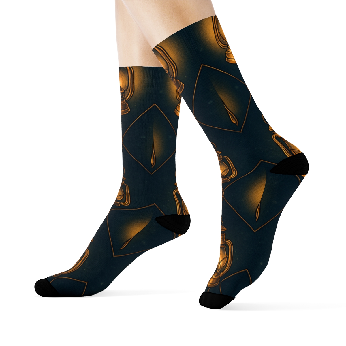 Midnight Oil Lantern Trellis Repeat custom crew socks