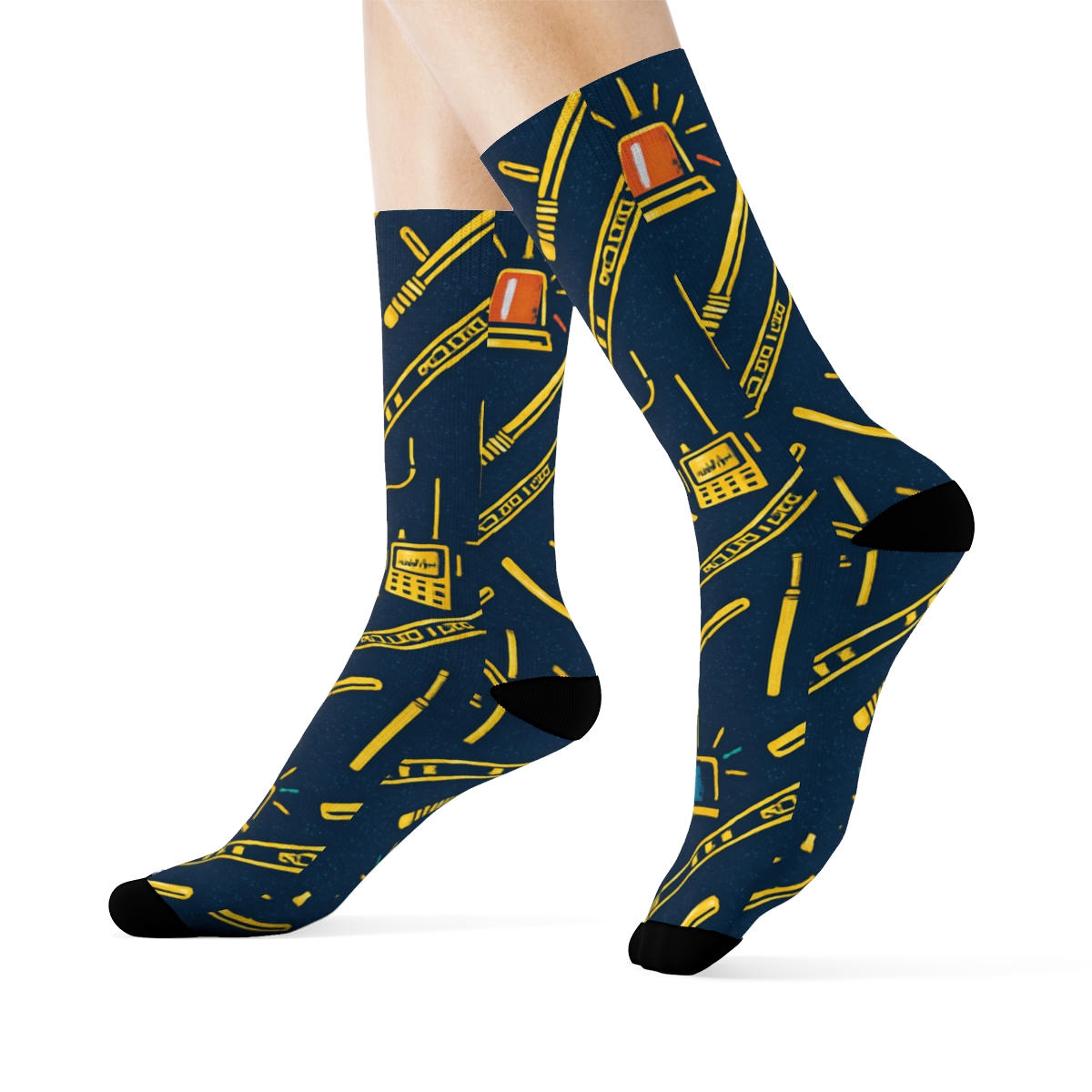 Night Shift Chevron Weave Police Officer Pattern soft everyday crew socks