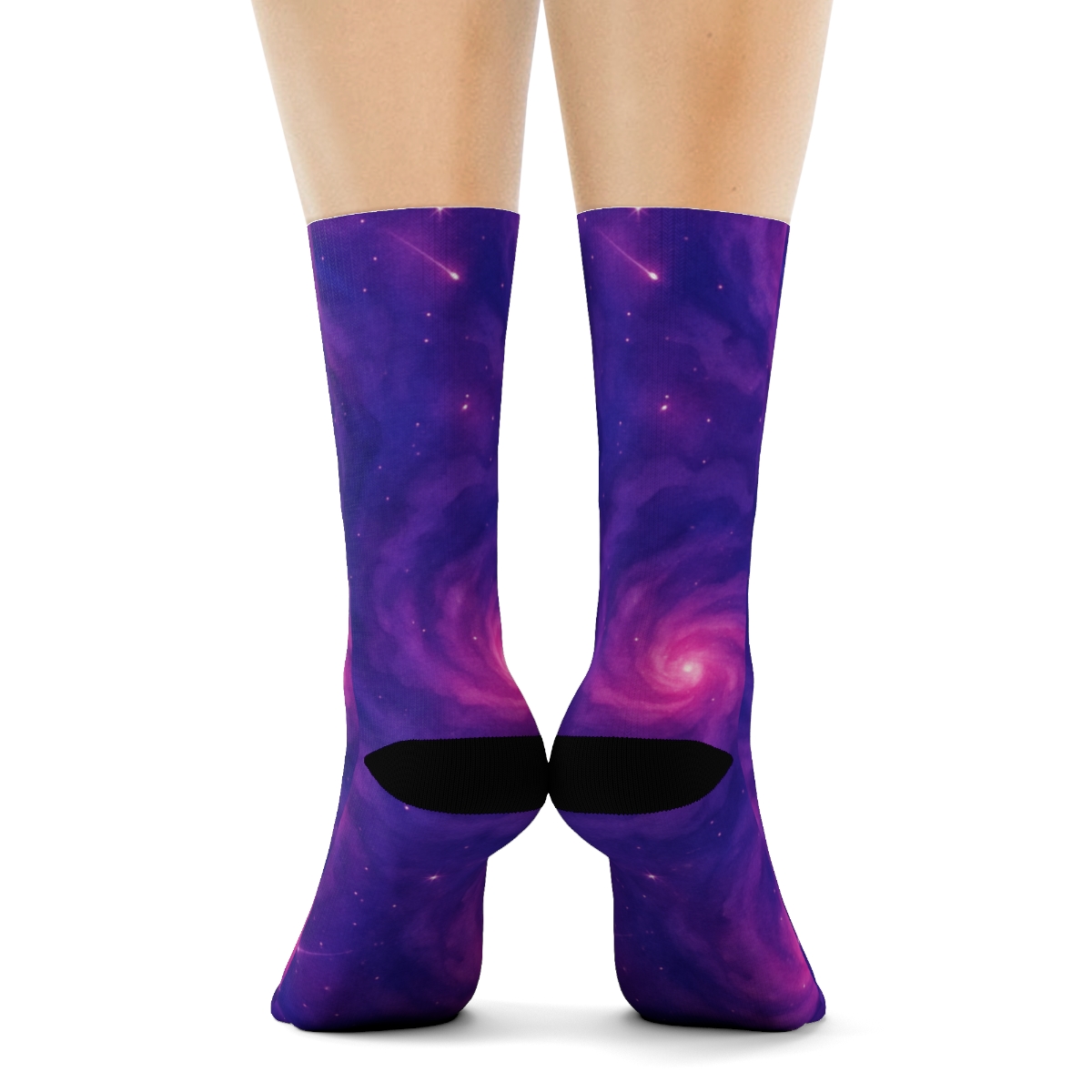 Nebula Watercolor Swirls designer printed crew socks