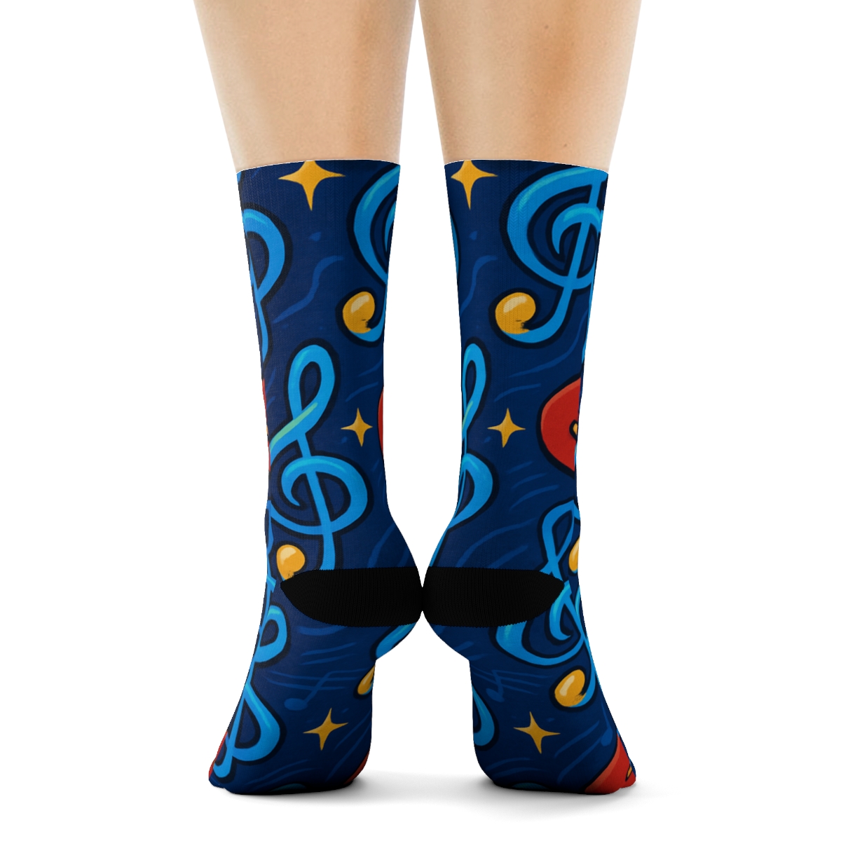 Musician Constellation Of Treble Clefs And Guitars custom crew socks