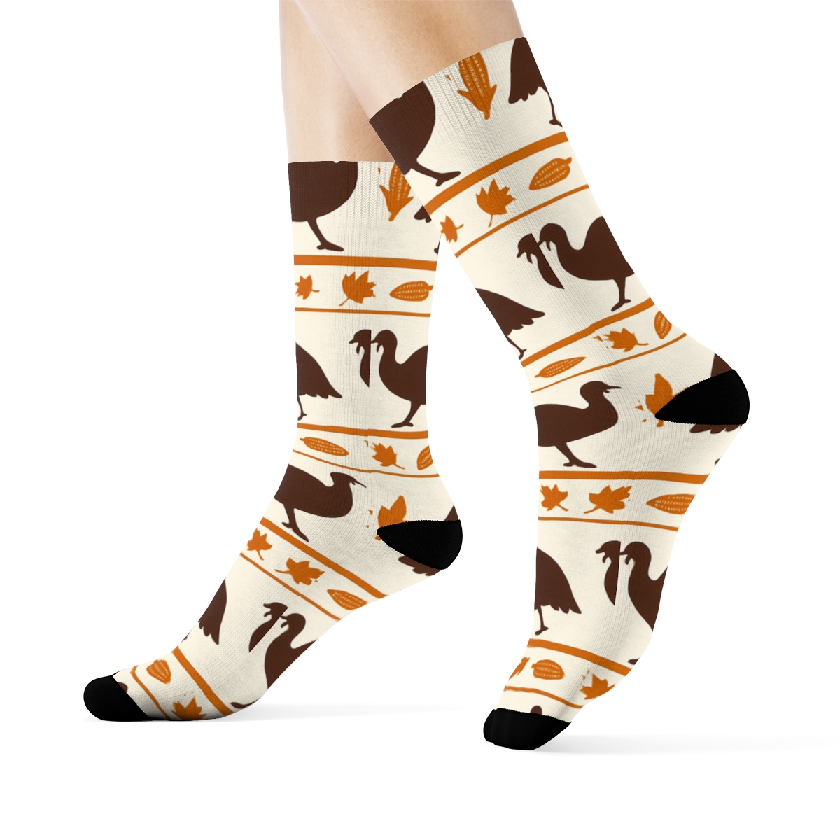 Harvest Field Parade With Turkey Silhouettes premium sports crew socks