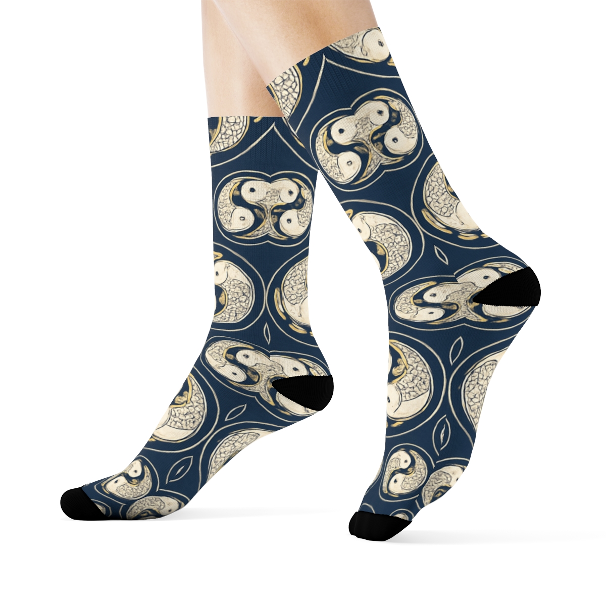 Dual Koi Circle Progression comfortable cotton crew socks
