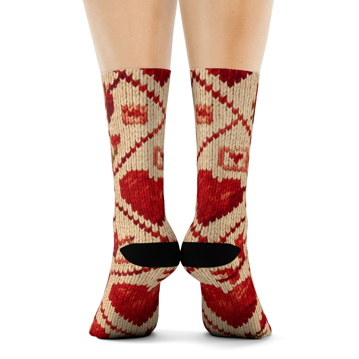 Knitted Illusion Valentine S Heart With Arrow Fair Isle Tiles custom crew socks