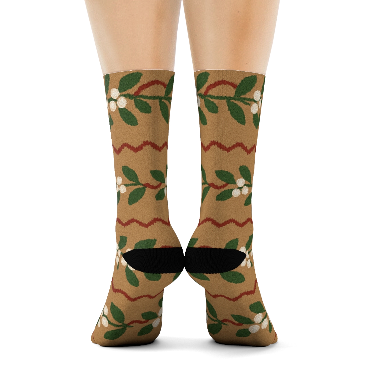 Garland Bands With Mistletoe Ribbon Rhythm designer printed crew socks