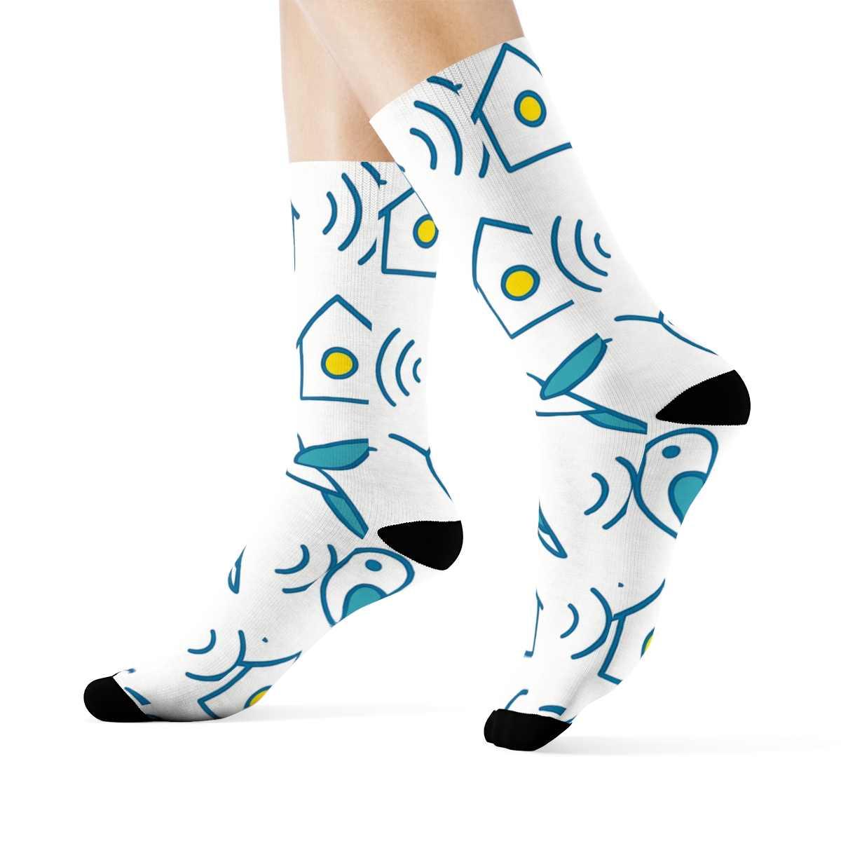 Hummingbirds In Bird Minimalist Flight Tiles custom crew socks