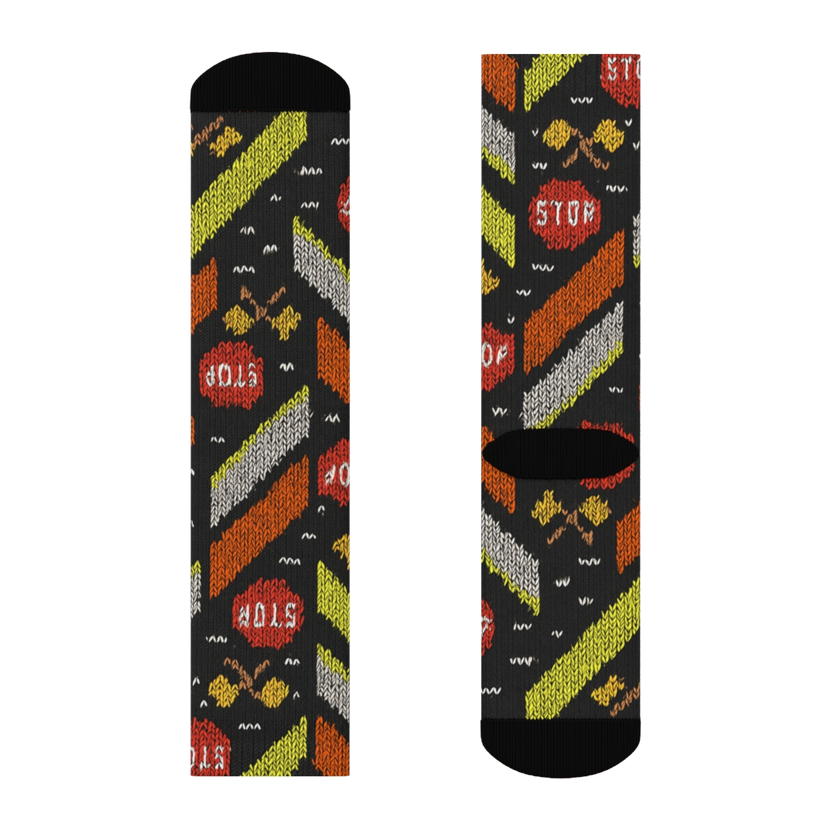 Crossing Guard Chevron Knit Illusion custom crew socks
