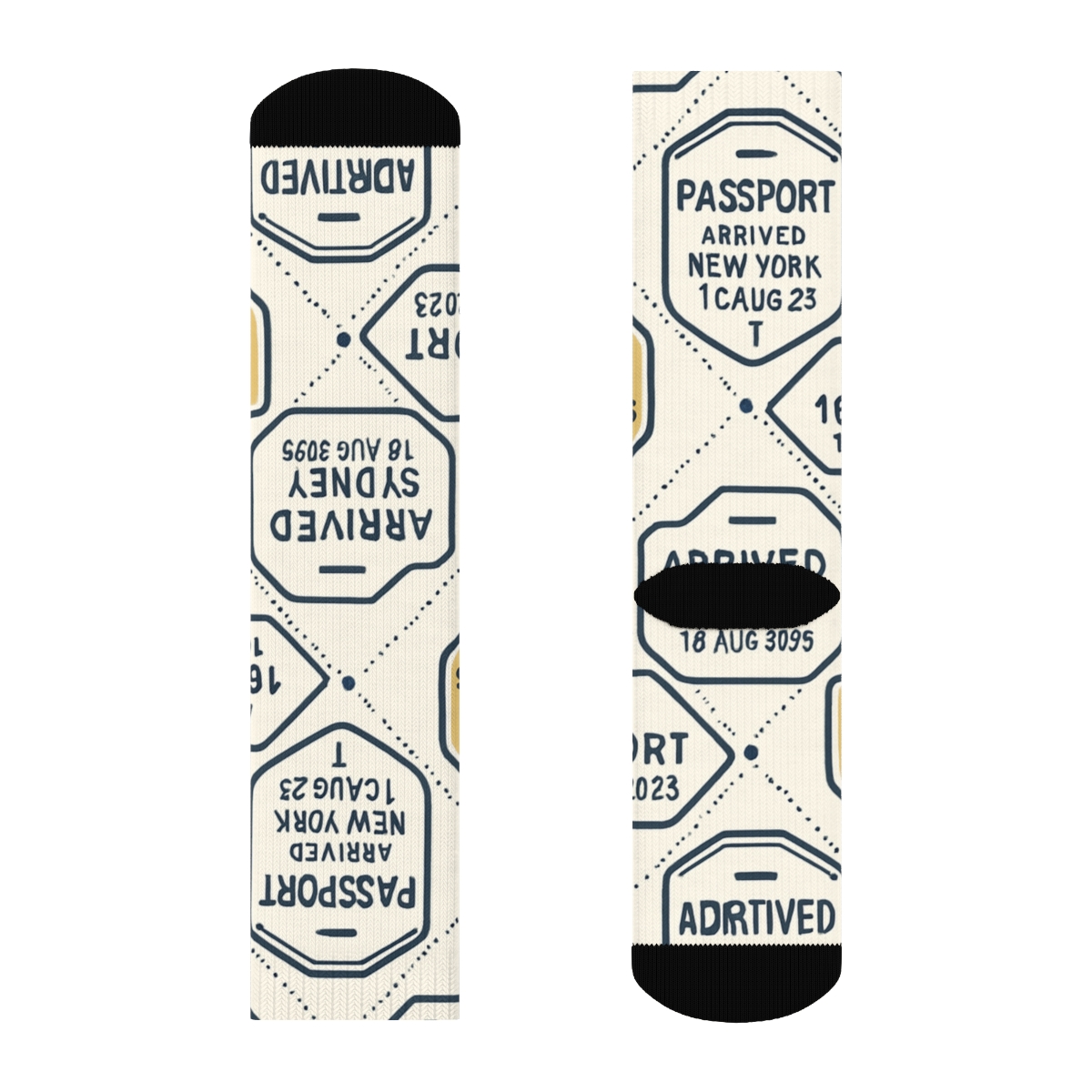 Passport Stamp Lattice For Customs Officer Chic soft everyday crew socks