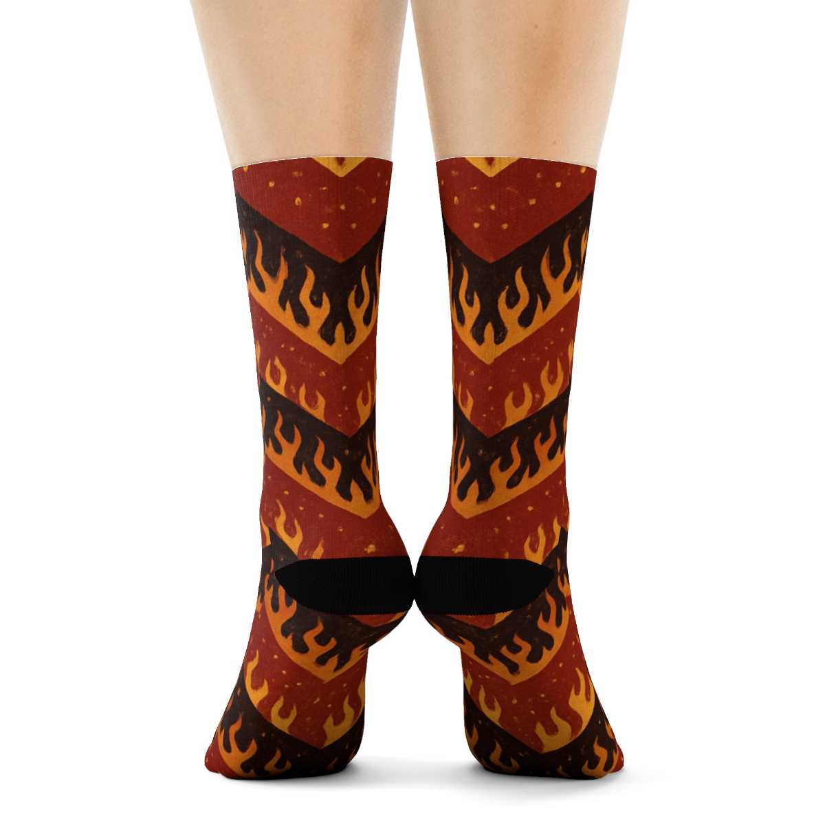 Tribal Spark Chevron Flame Bands On Ember Red premium sports crew socks
