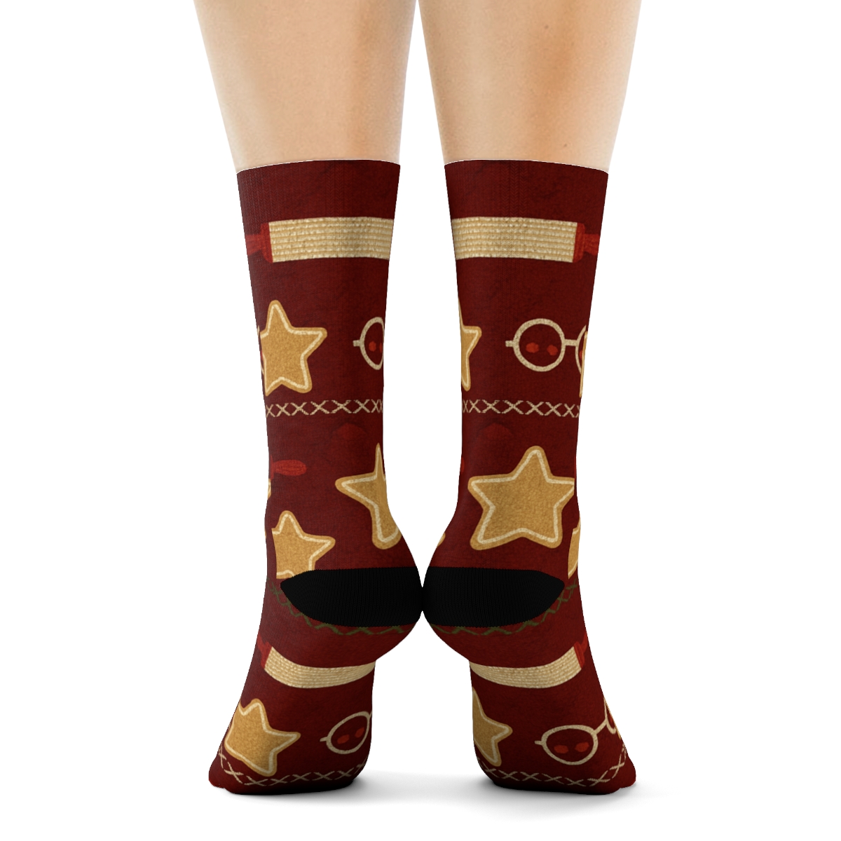 Mrs. Claus Hearthside Baking Band Repeat personalized crew socks
