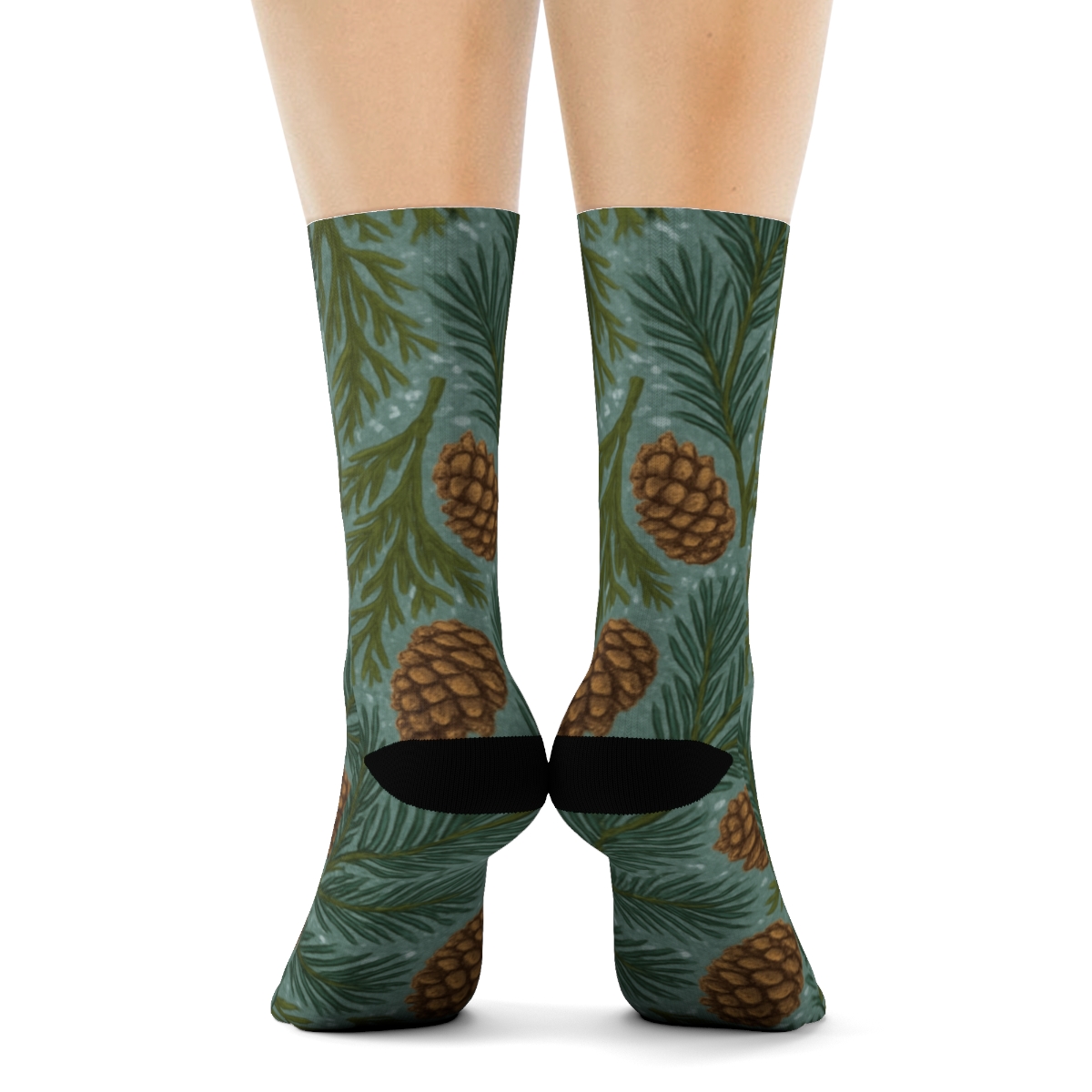 Starry Collage Evergreen Branches Tableau stylish athletic crew socks