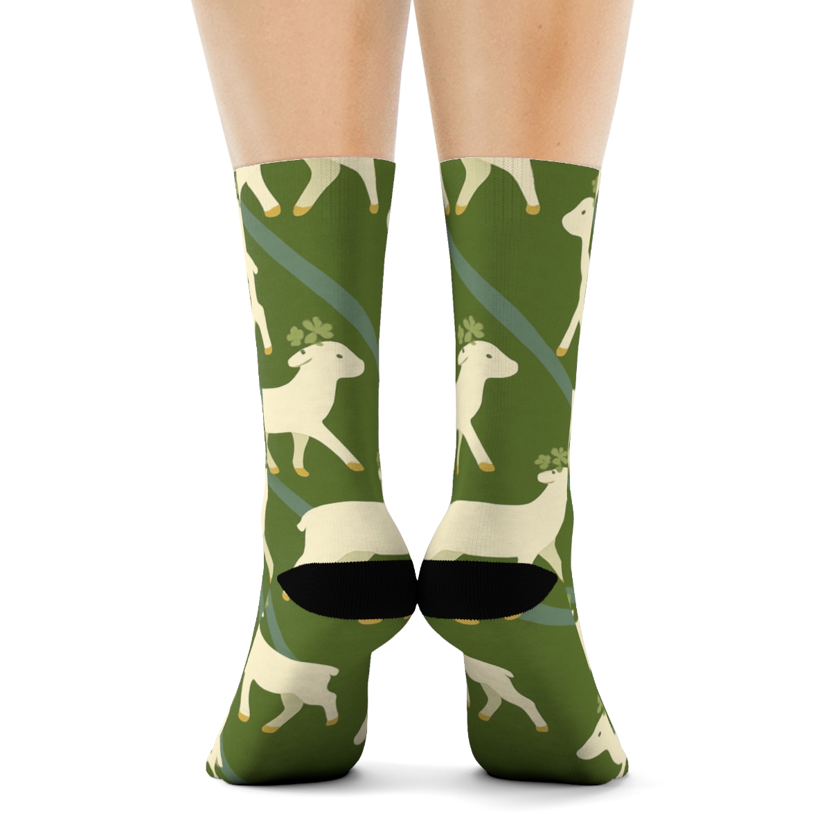 Clover Crowned Flock Pattern Sheep comfortable cotton crew socks