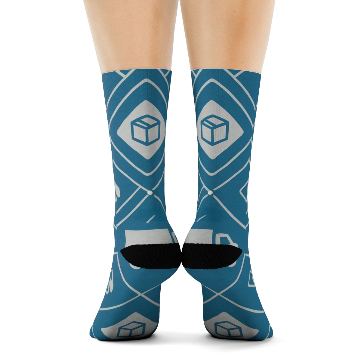 Road Sign Lattice Pattern, Truck Driver Edition designer printed crew socks
