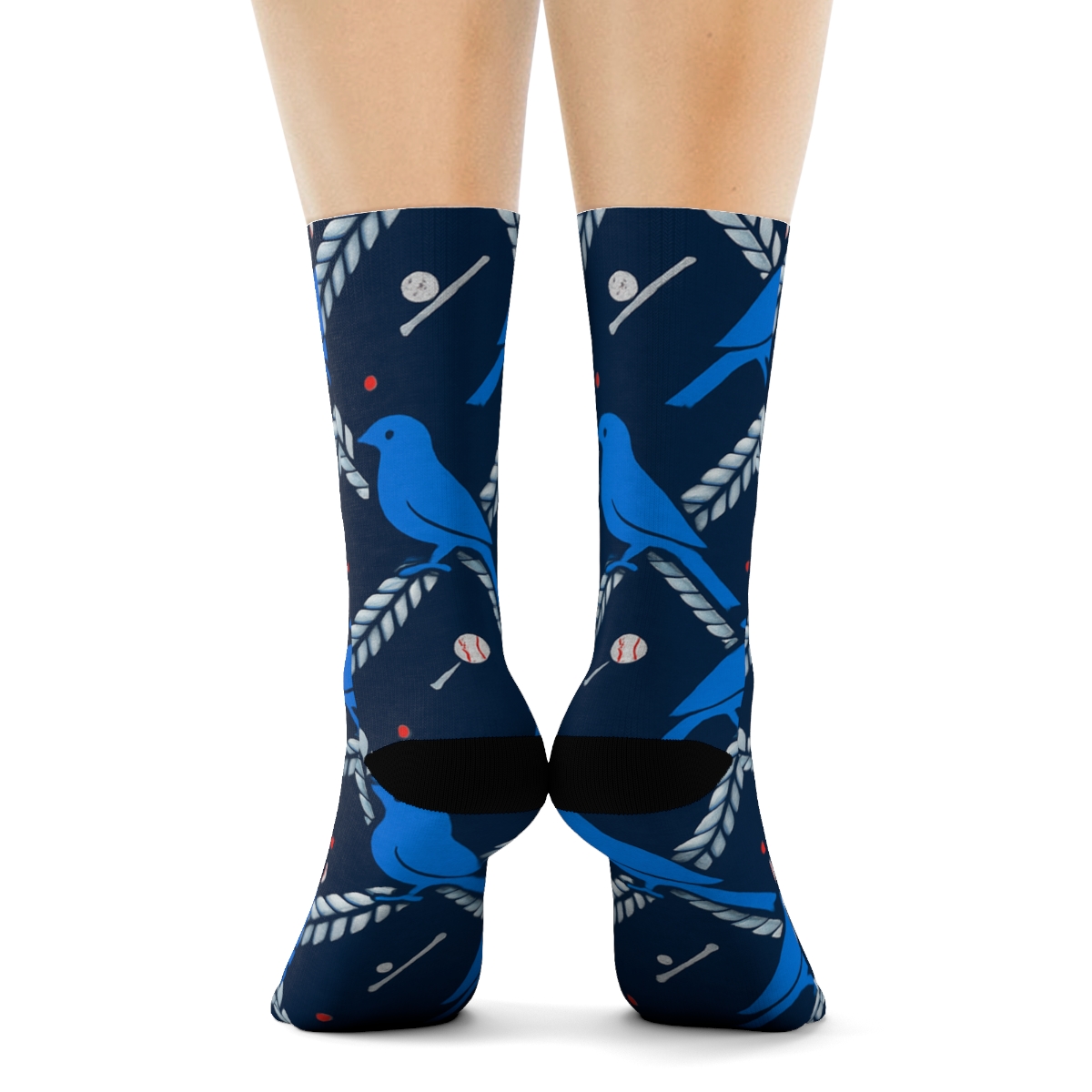 Stadium Seam Weave For Blue Jays designer printed crew socks