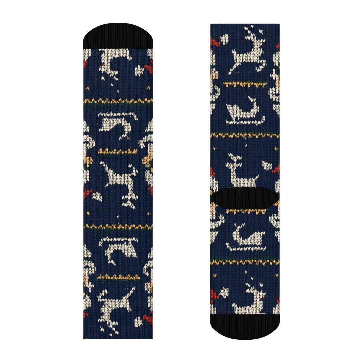 Santa Claus Nordic Night Pattern designer printed crew socks