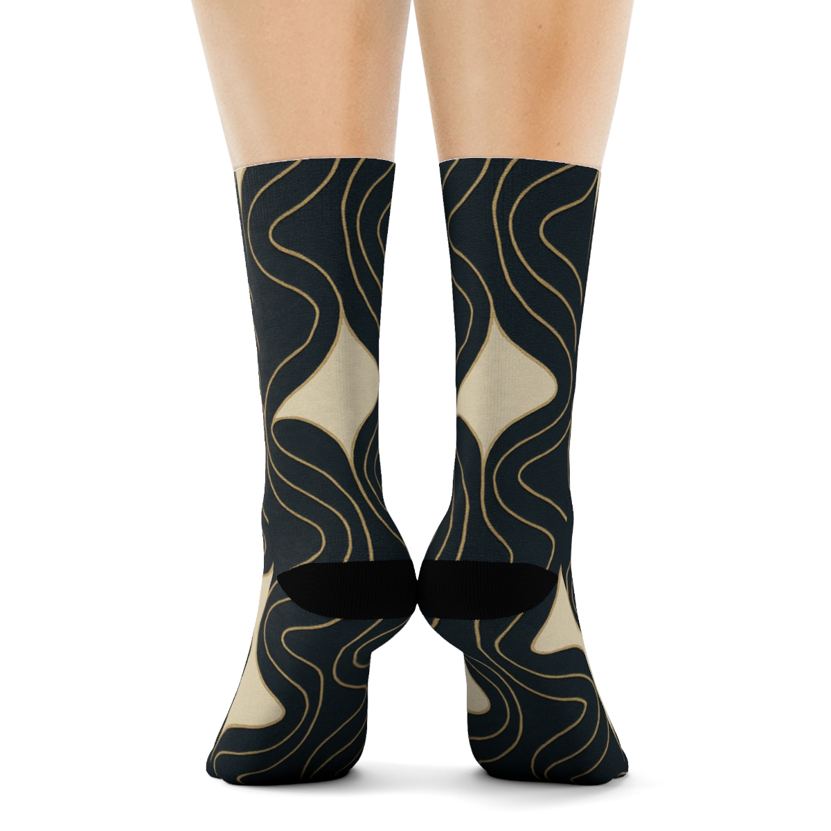 Interlocking Teardrop Tessellation On Charcoal soft everyday crew socks