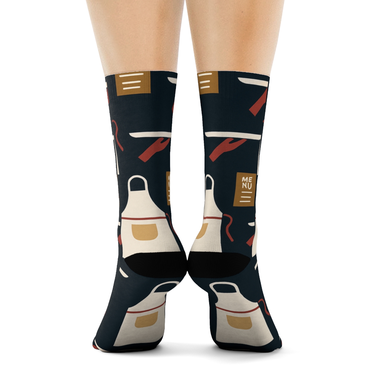 Midnight Apron Lattice Waiter Design comfortable cotton crew socks