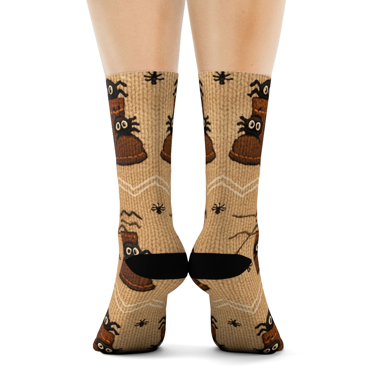 Knitted Illusion Boots With Spider Threads unique graphic crew socks