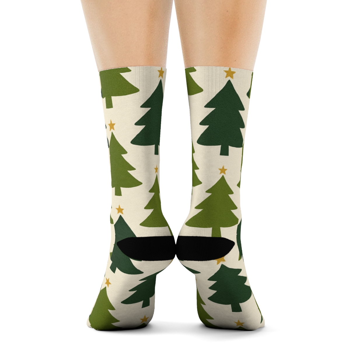Pine Tree Stencil Pattern Holiday Edition personalized crew socks
