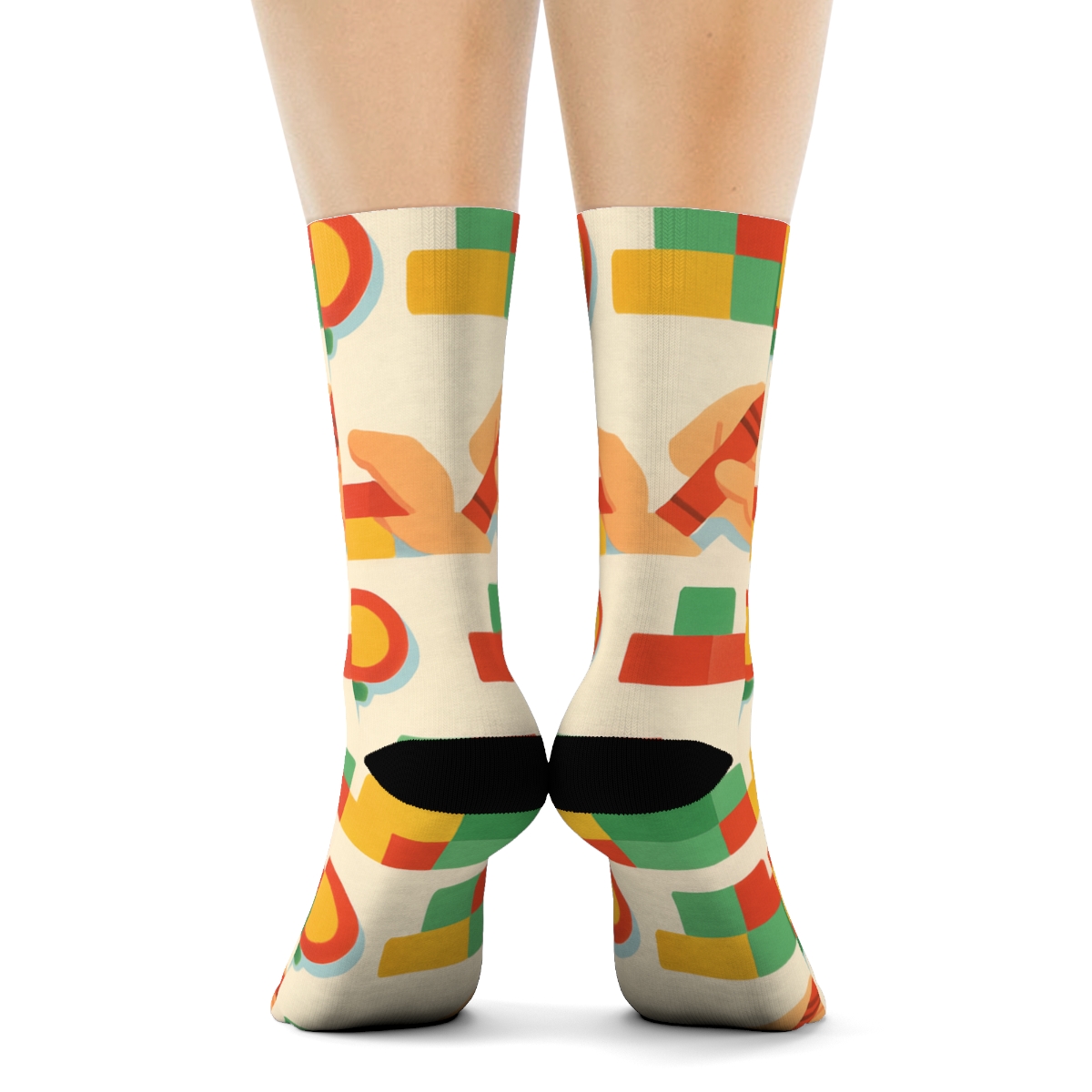 Storybook Landscape With Childcare Worker Motif Bands trendy patterned crew socks