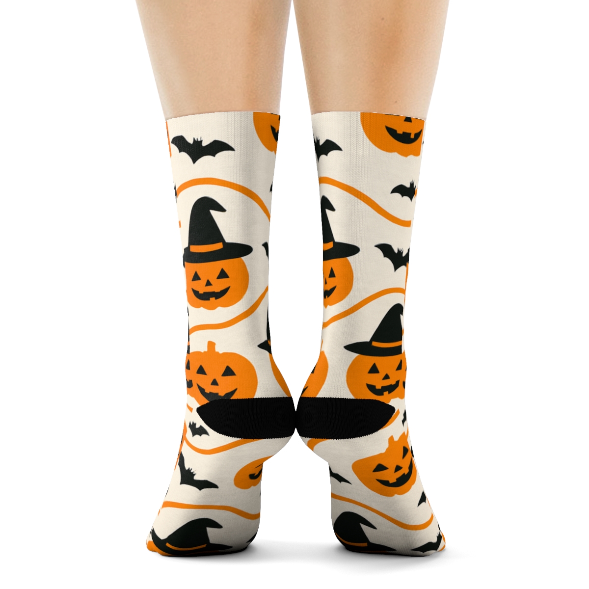 Jack O Lantern Wave Grid On White Background personalized crew socks