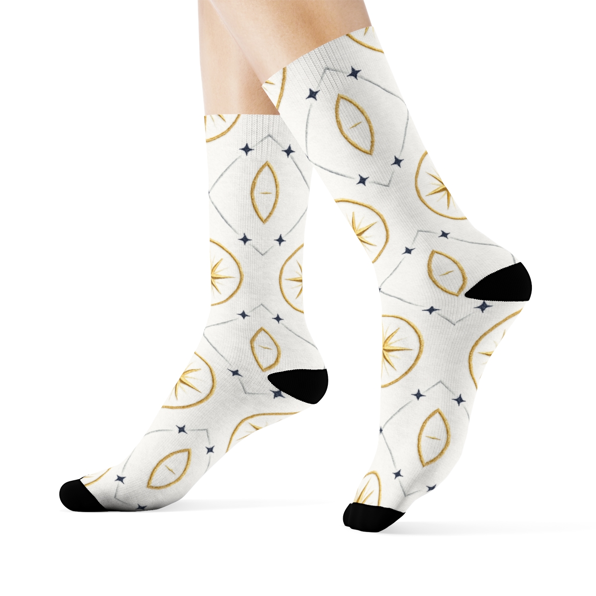Celestial Rosette Lattice With Star Of Bethlehem Medallions stylish athletic crew socks