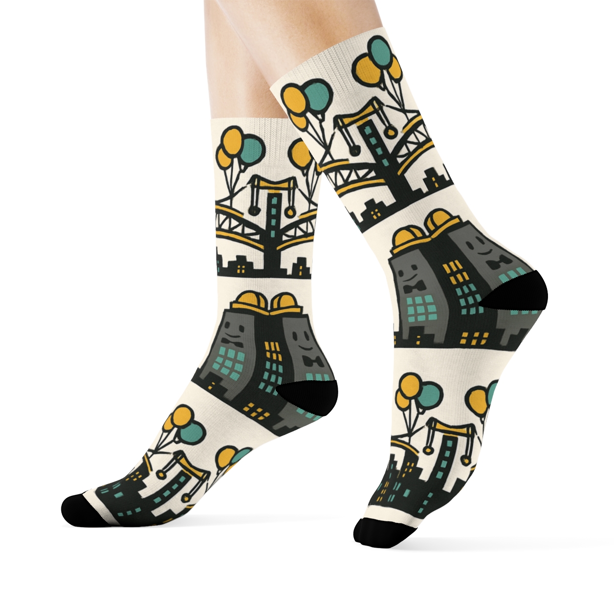 Skyscraper Tessellation, Playful Architect custom crew socks