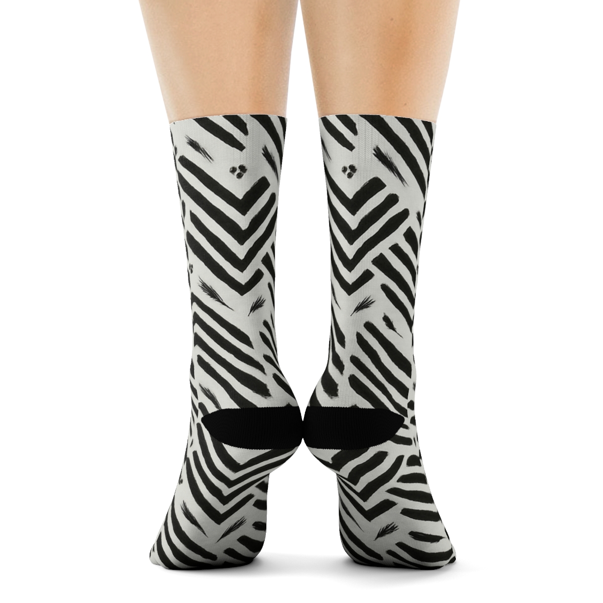 Fragmented Chevron Stripe Scatter designer printed crew socks
