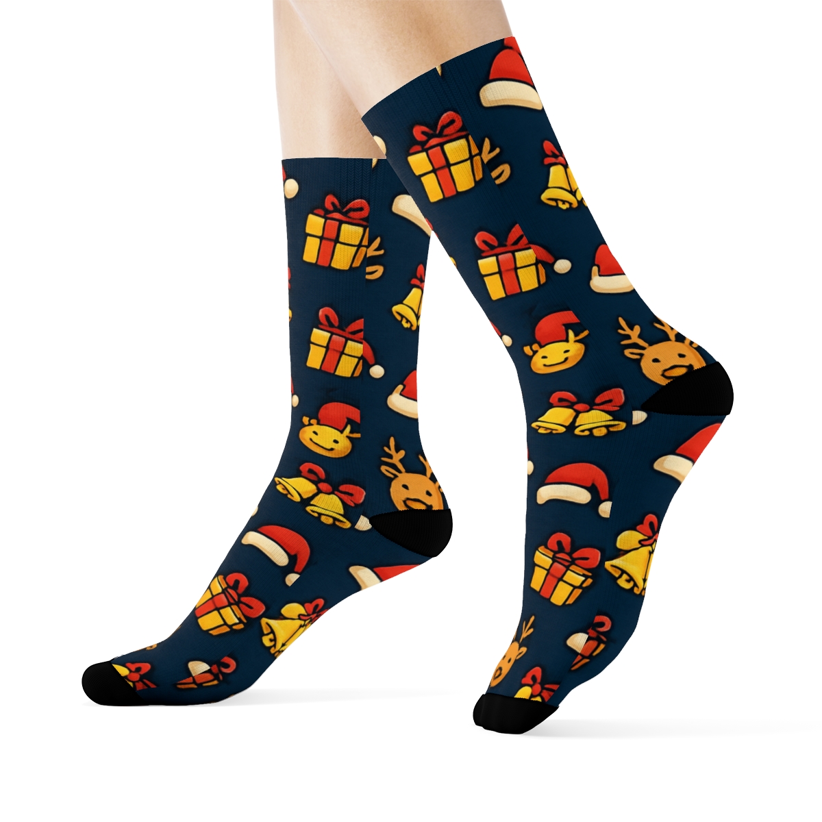Santa Claus Midnight Sleigh Tiling unique graphic crew socks