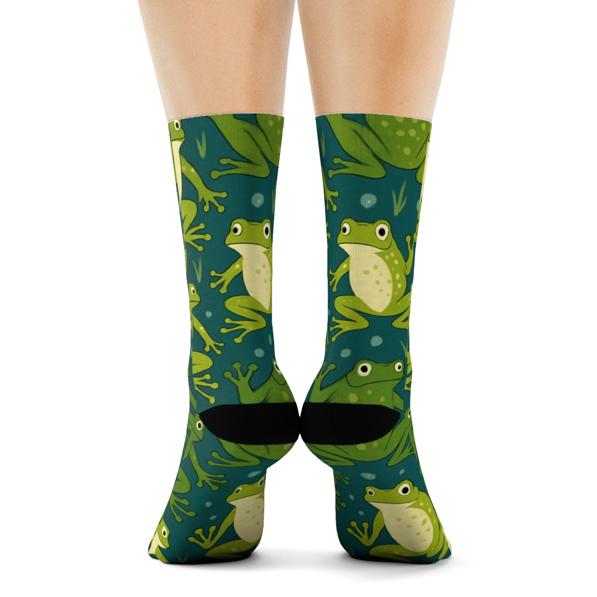 Emerald Tree Frog Tessellation custom crew socks