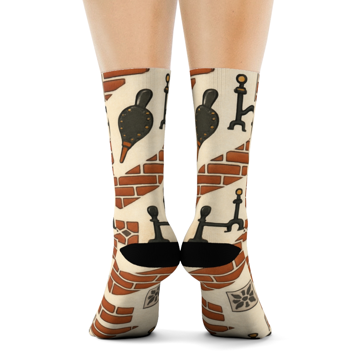Heart Chimney Brick Chevron Border Repeat premium sports crew socks