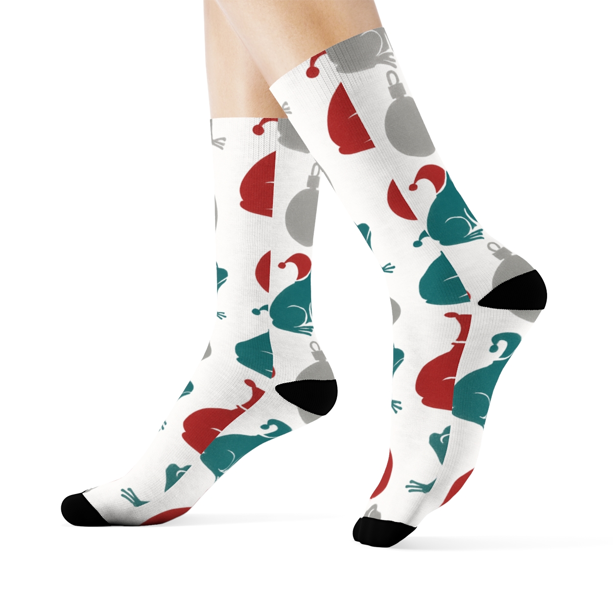 Frosted Frog Ornament Lattice designer printed crew socks