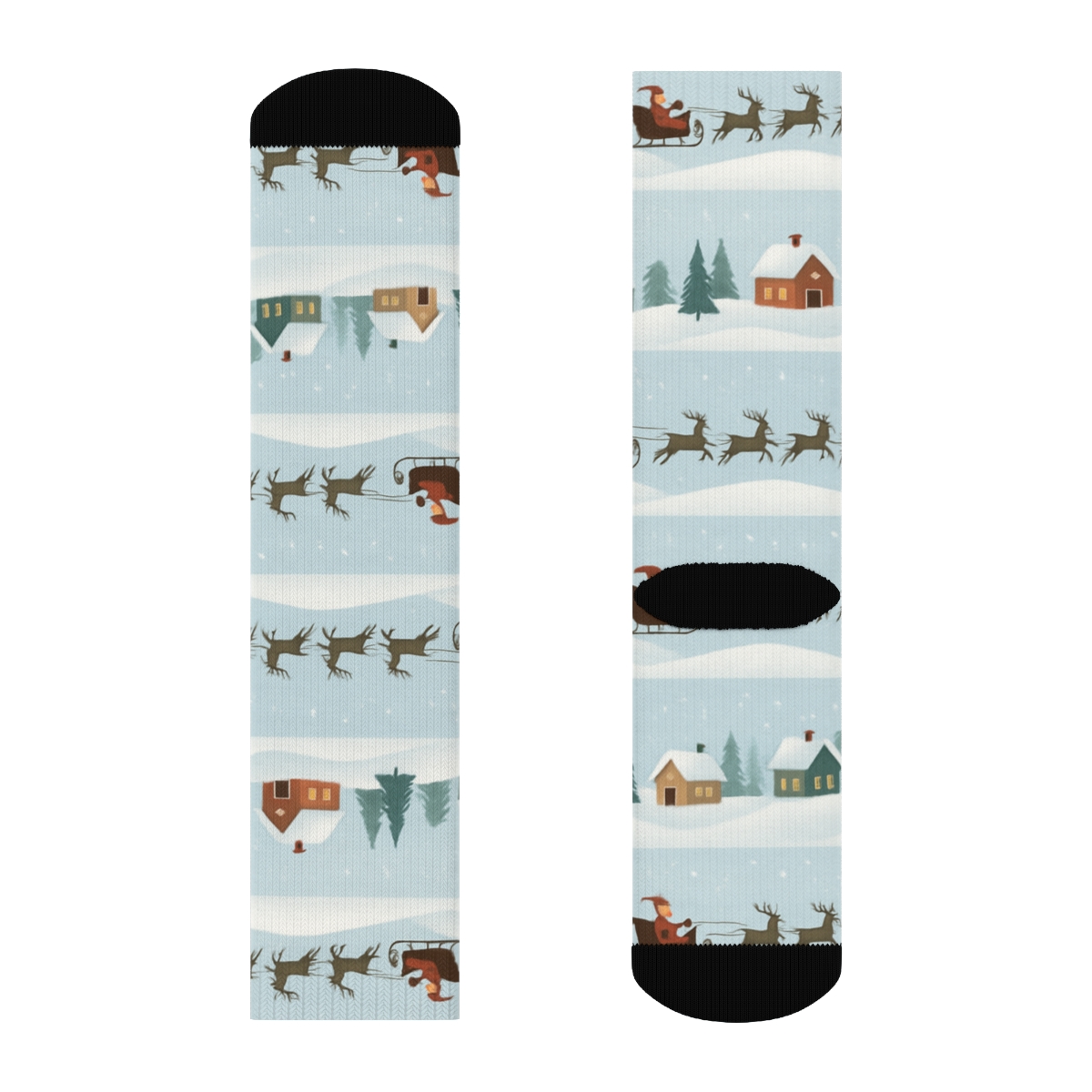 Xmas Sleigh Ride Landscape Wraparound stylish athletic crew socks